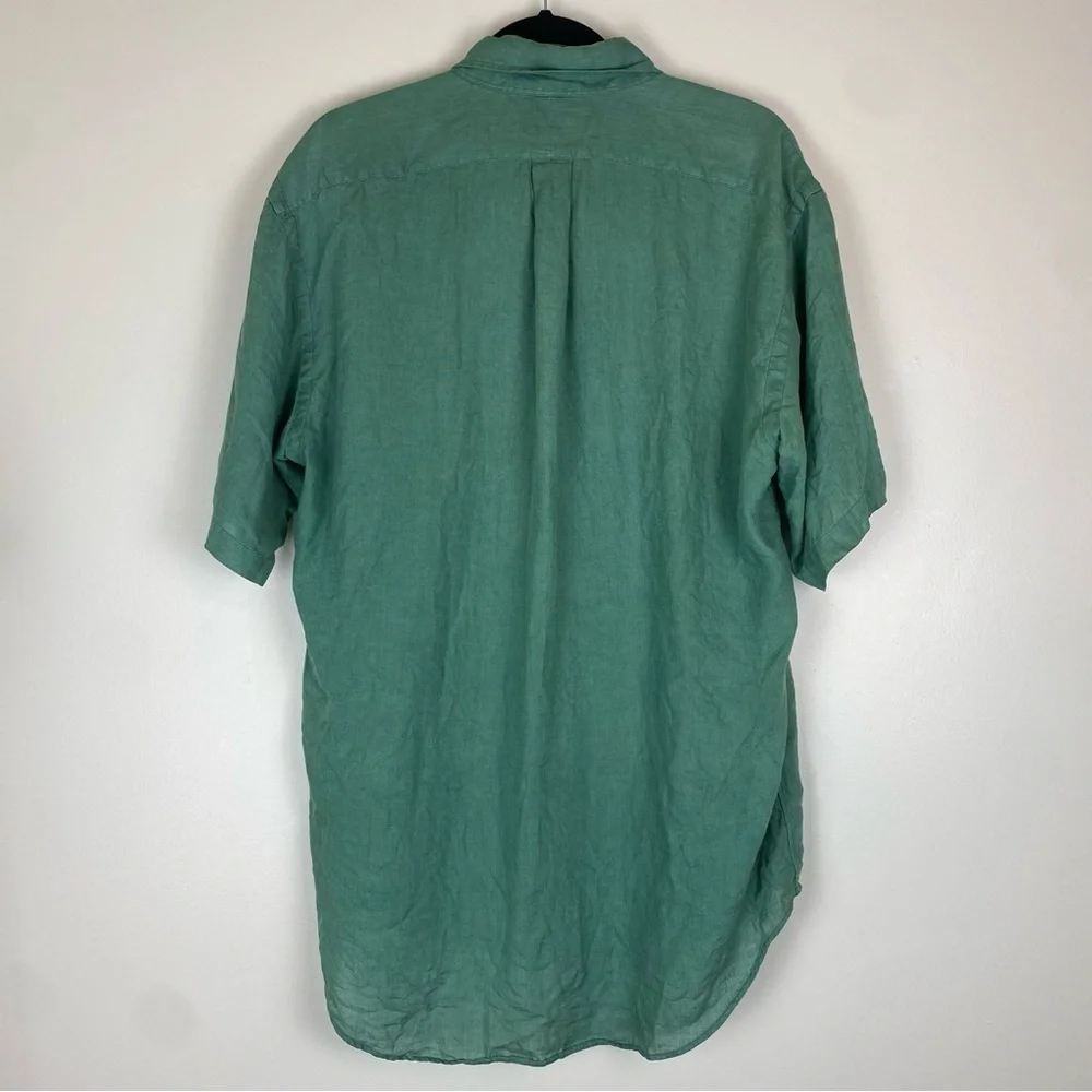 Vintage Ralph Lauren Men Blaire Linen Green Button Down Shirt size Small